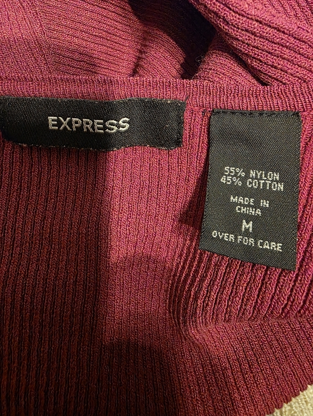Express Rose Pink Ribbed V-Neck Button Cardigan - Picture 2 of 3